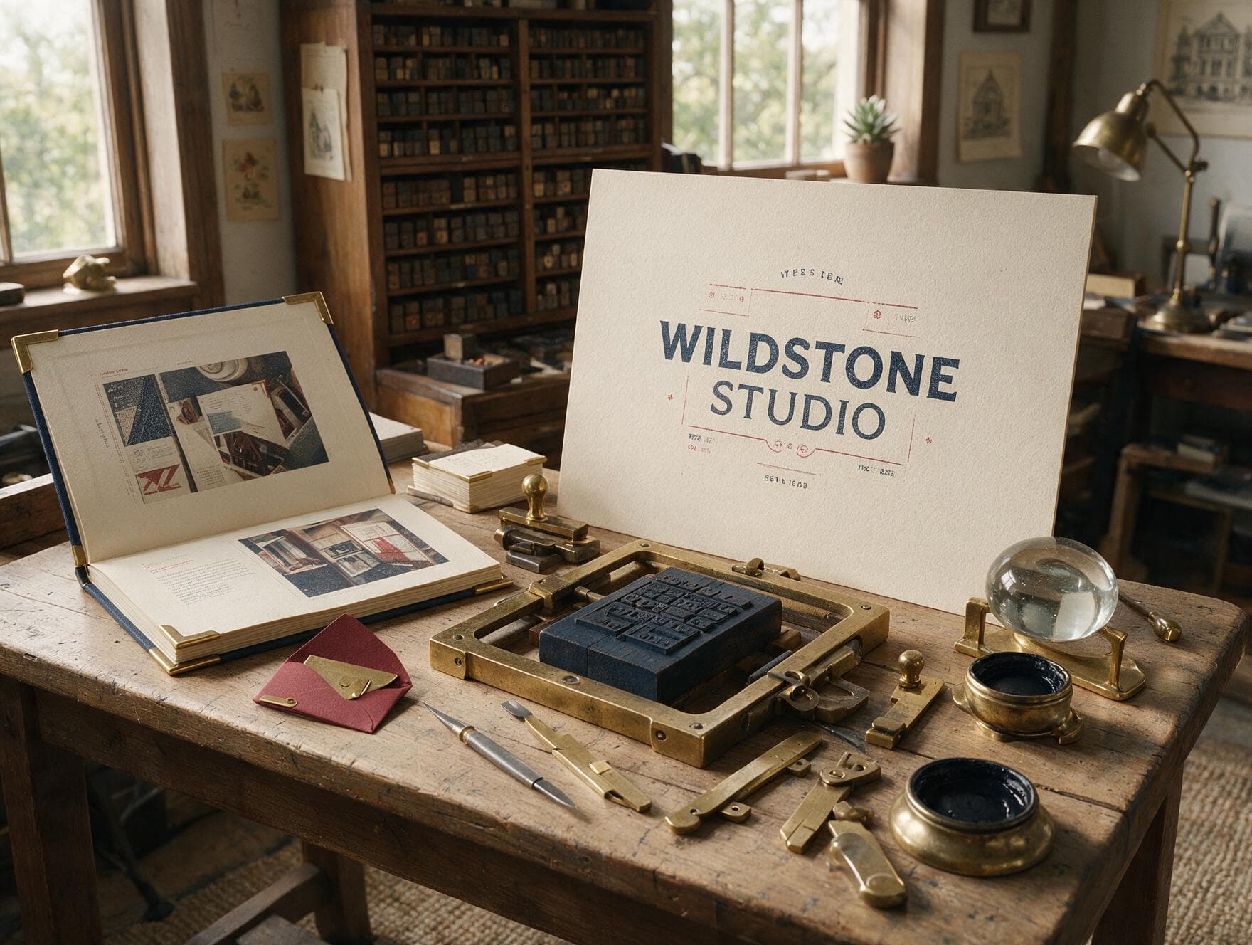 Brochure business cards and letterpress print collateral