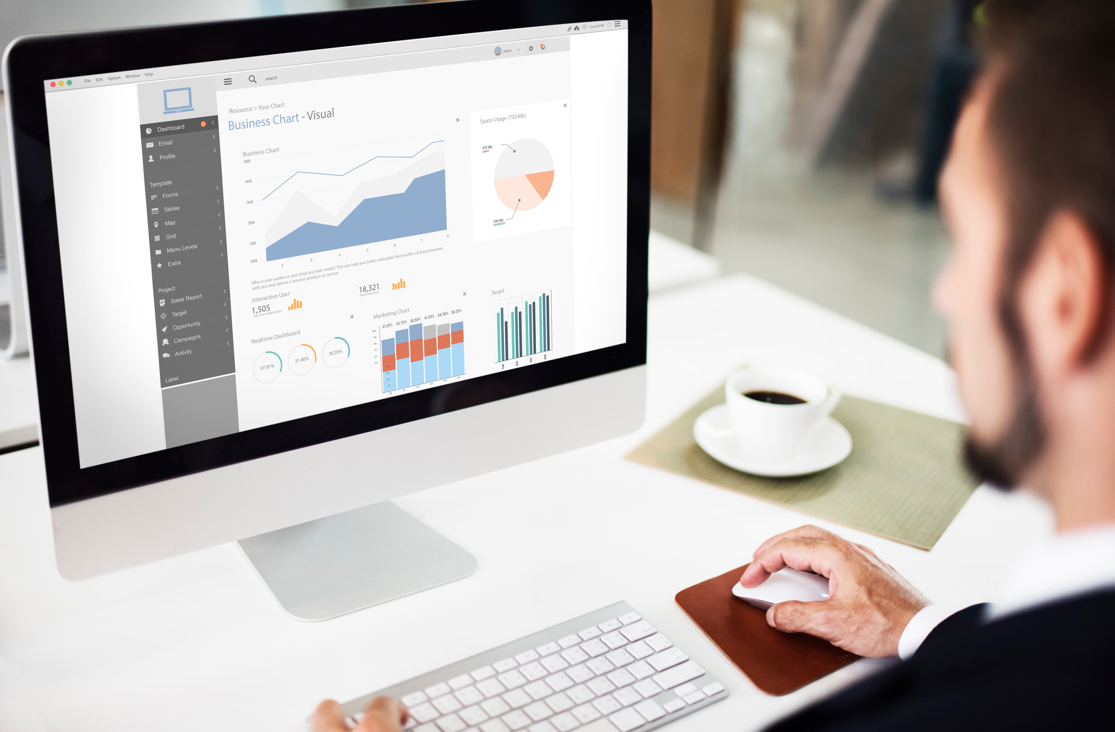 Business growth charts for a website strategy consultation