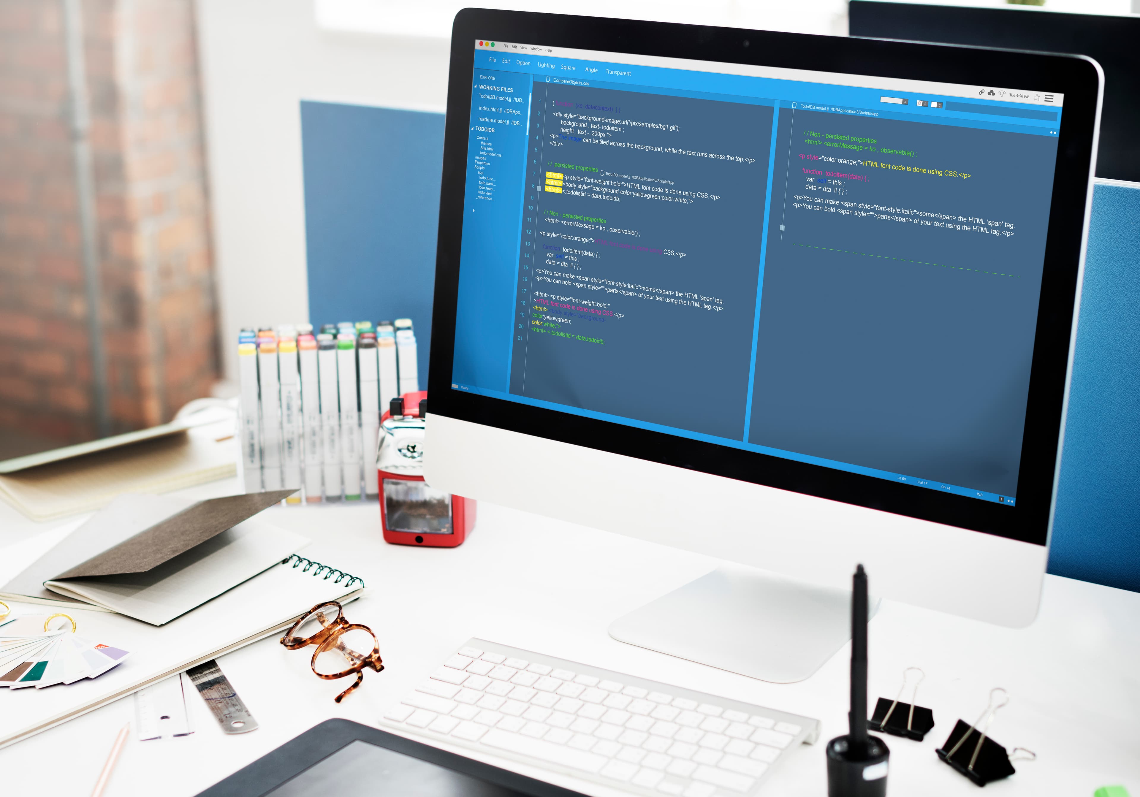 Software programming and website development on a workstation