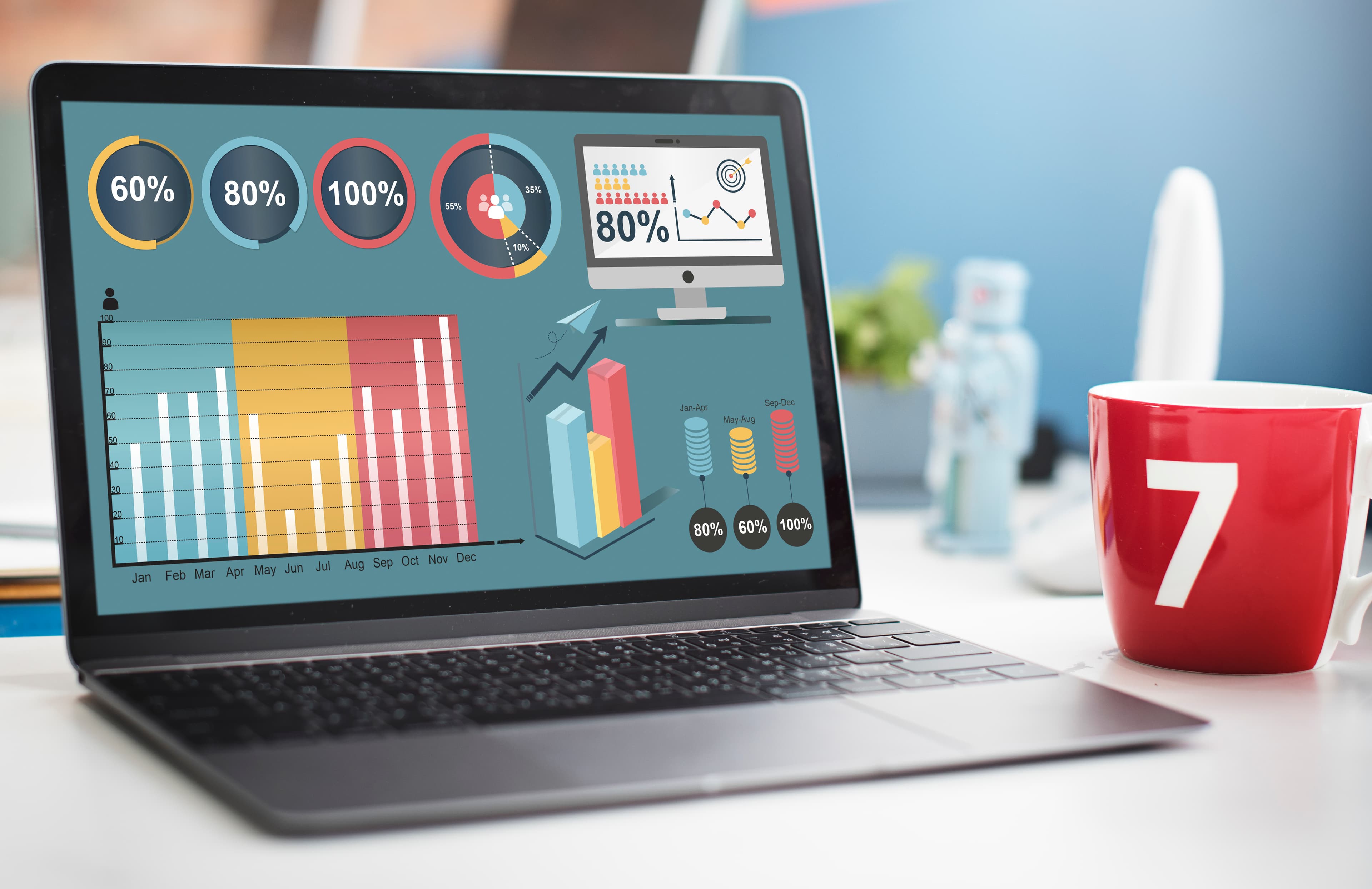 Digital marketing strategy analytics on laptop